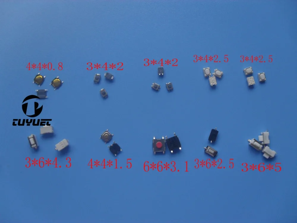 10 models * 25PCS Tactile Push Button Switch Micro Switch Car remote control button switches