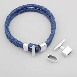 5Sets End T Bar Open Hook Clasp With Slider For 5mm 6mm Round Leather Cord Cuff Bracelets & Bangles Findings