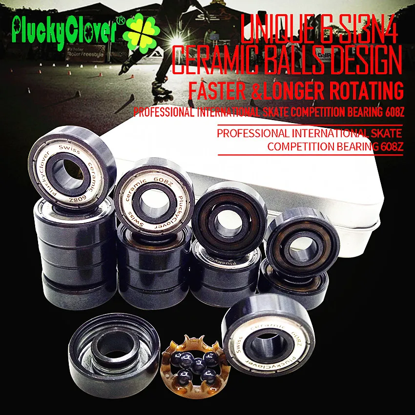 PluckyClover Ceramiczne łożysko do zawodów w rolkach 608z Abec11 Wrotki Speed Skate Scooter Deskorolka 608 Łożysko do łyżworolek