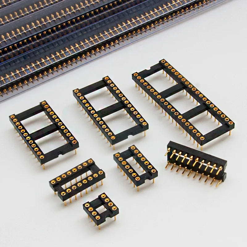 2PCS Gold Plated IC Sockets Block DIP8 DIP14 DIP16 DIP18 DIP20 DIP24 DIP28 DIP40 Pins Connector DIP Socket  8P-40P Pin