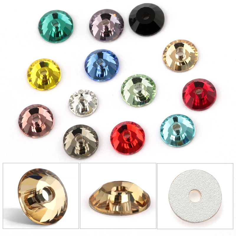QIAO AAAAA SS12-SS30 Da Cucire Strass Sew On Flatback Strass Di Cristallo di Vetro Rotondo 1 foro Per Abito Da Sposa Accessori FAI DA TE