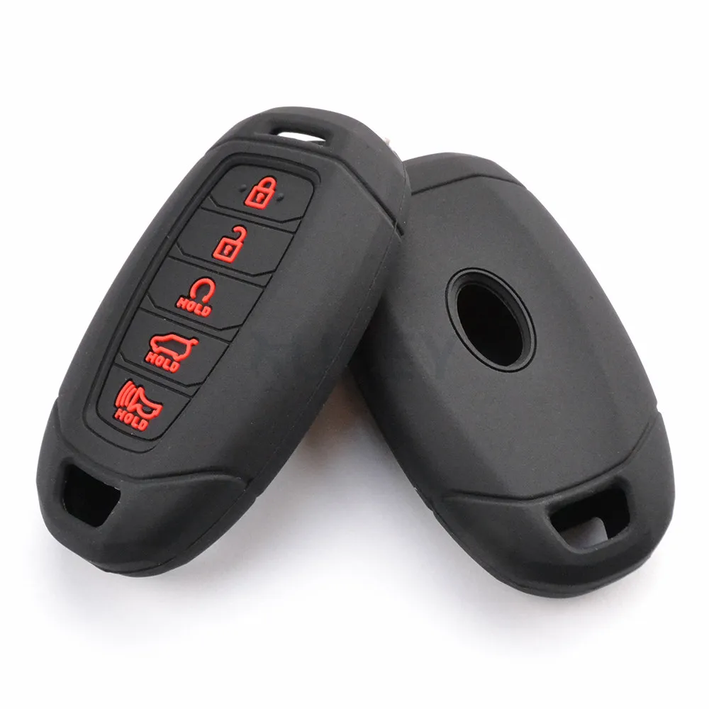 AX Silicone Remote Fob Shell Cover 5 Buttons Key Case For Hyundai Kona Veloster i30 Ix35 Solaris Azera Elantra Grandeur Santa Fe