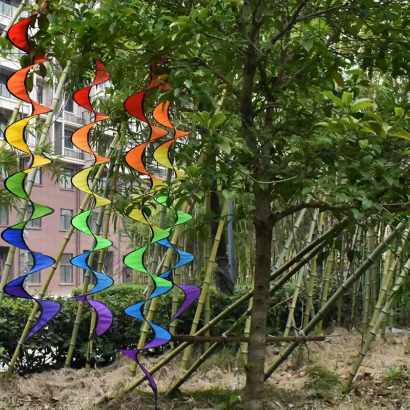 Outdoor Hanging Rainbow Rotating Vertical Colorful Windmill Kindergarten Decorative String Pinwheel Festival Layout Supplies