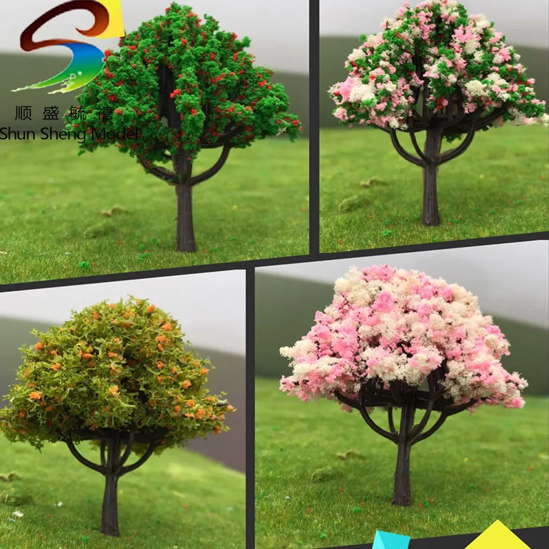 20pcs H:6cm 4 Kinds of colors mix Scale Model Plastic Color Tree For Train Layout Set Model Scale Trees for Z Scale