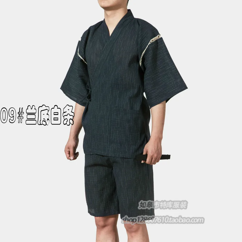 Conjunto de pijama kimono masculino, verão 95% algodão japonês manga curta