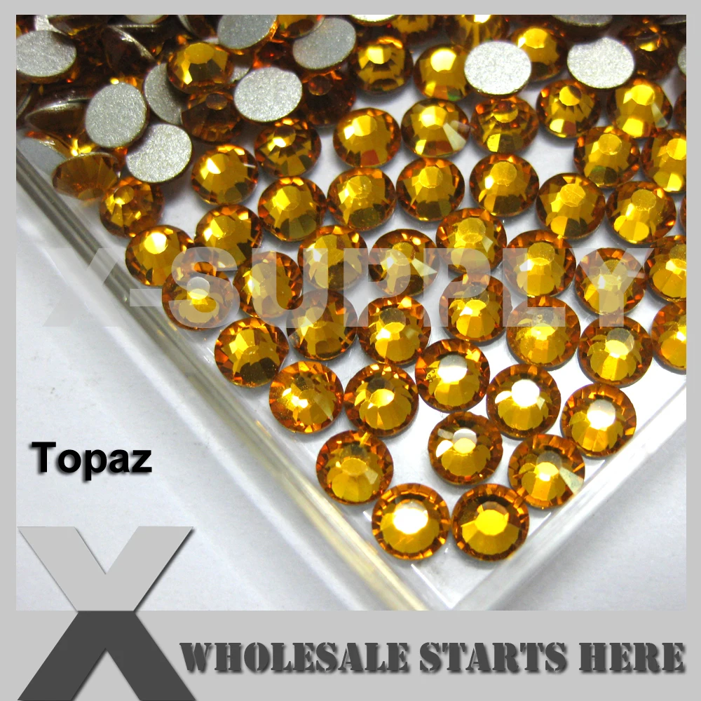 (SS3-SS20,100 Gross/Lot) TOPAZ Flat Back Rhinestone,Silver Foiled Back,No Glue,Used For Nail Art,Phone Case,Shoes