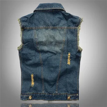 DIMUSI Summer Mens Ripped Denim Vest Male Tank Top Washed Jeans Waistcoat Man Retro Cowboy Hip Hop Sleeveless Jacket 6XL,YA564 2