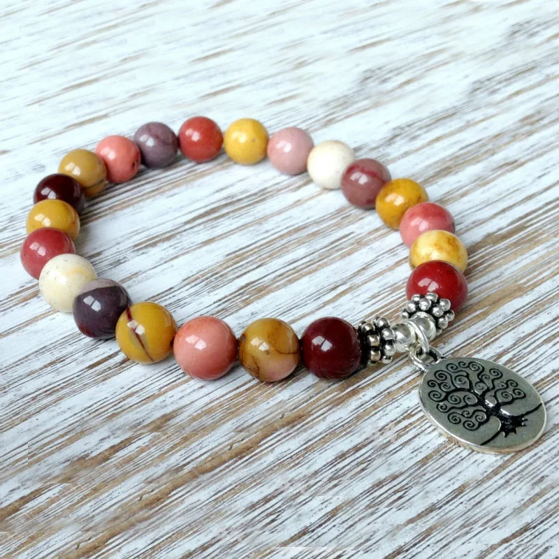 Natural Stone Mookaite Egg Yolk Loose Beads 4 6 8 10 12MM Fit Diy Bracelet Necklace For Creative jewelry production Wholesale