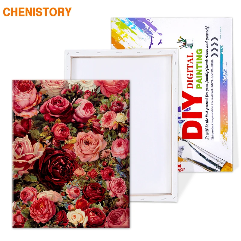 CHENISTORY Romantic Rose Flower Diy Painting By Numbers Modern Wall Art Picture Unique Gift For Wedding Decoration 40x50cm Arts