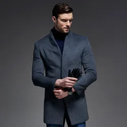 Winter Wool Coat Men Slim Fit Jacket Mens Fashion Outerwear Warm Male Casual Jackets Overcoat Woolen Pea Coat Plus Size XXXL