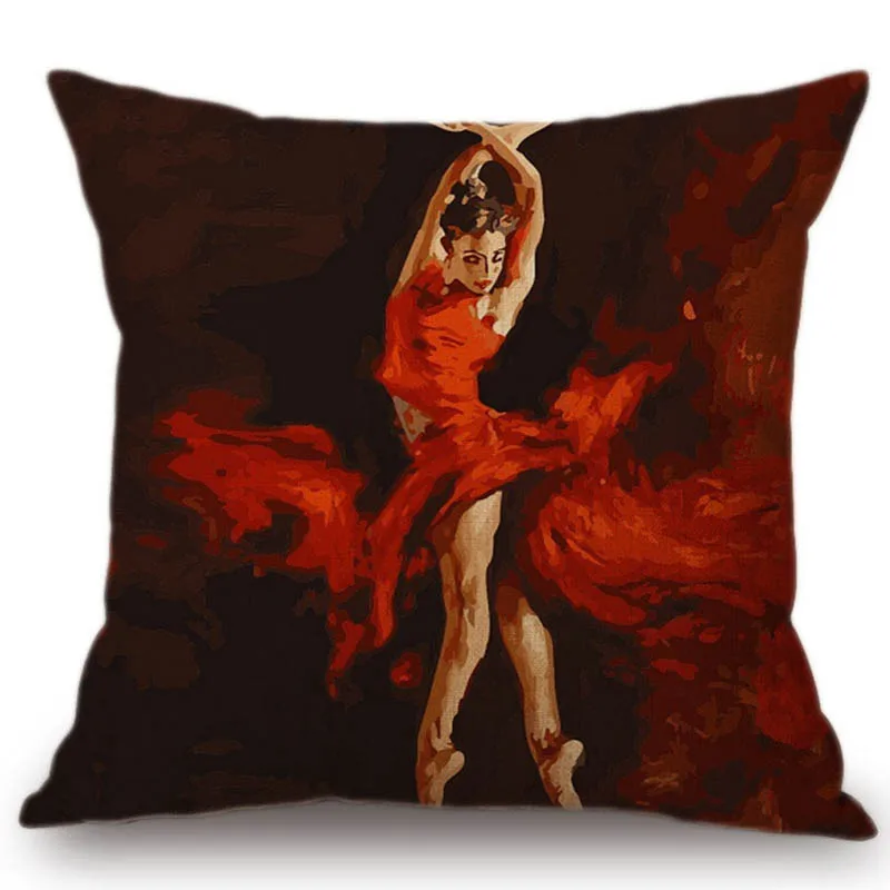 casa-arte-decoracao-pintura-a-oleo-ballet-dancarino-lounge-sofa-capa-de-almofada-luxo-elegante-estilo-europeu-algodao-linho-fronha