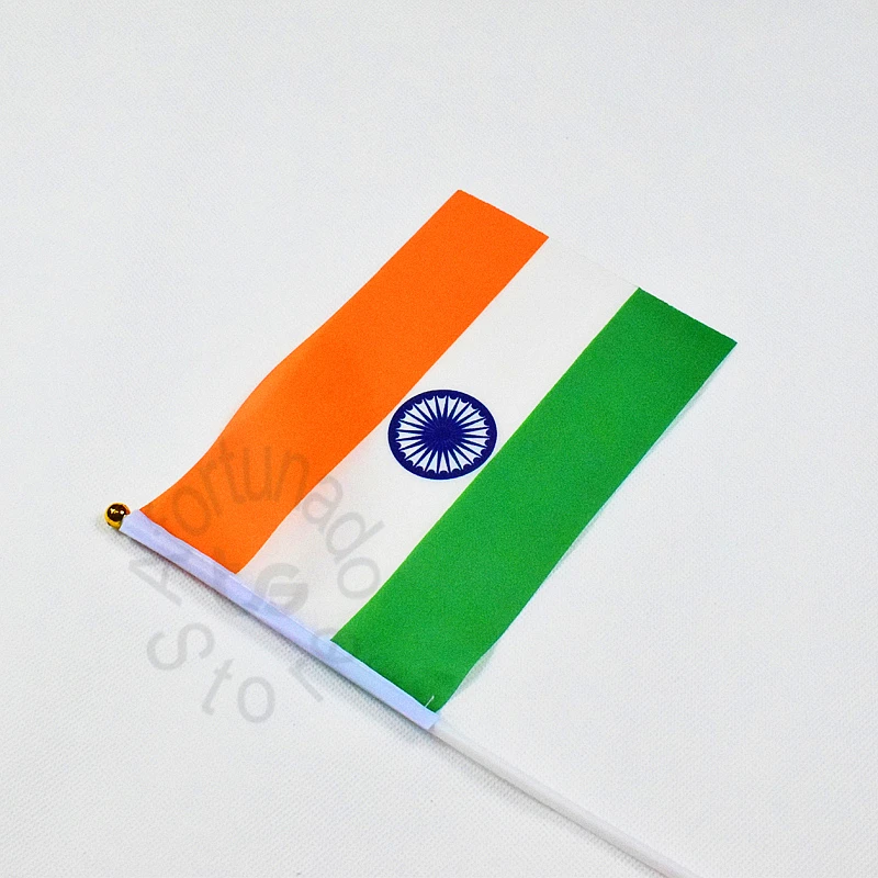India 14*21cm 10pieces banner flag  Hand waving  National Flag  India for meet,Parade,party.Hanging,decoration