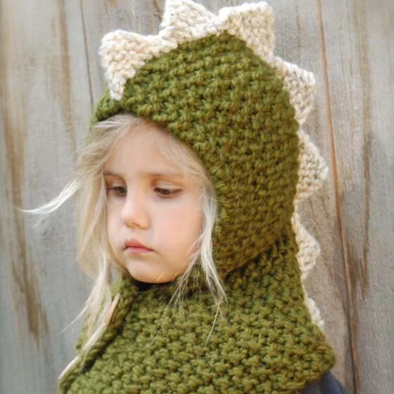 1 Pcs 2016 New Children Manual Knitting Dinosaur Hats Scarf Hat Sets Autumn Winter Keep Warm Baby Hats Suit 2-12 year olds 8497