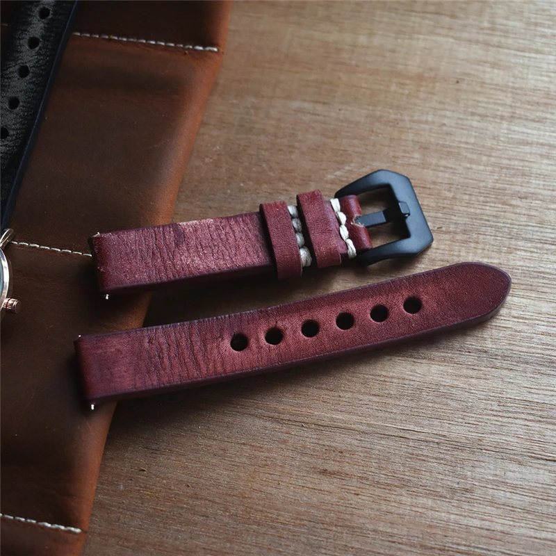 Handmade Cow Leather Vintage Watch Strap Belts Replacement Watchband 18mm 20mm 22mm 24mm For Men Women Wristband KZV07