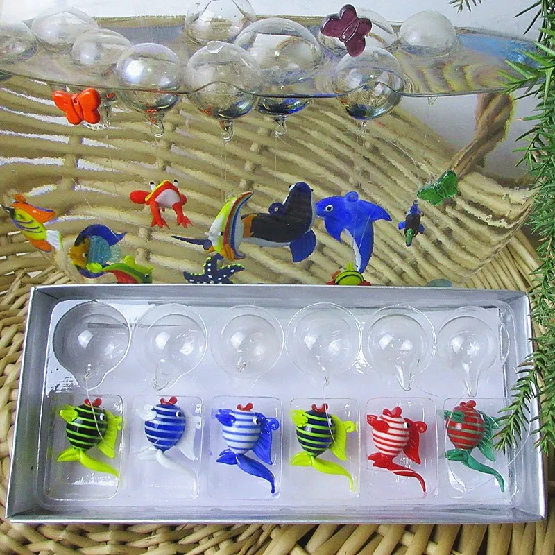 Floating Glass Fish - Aquarium Mini Fish Figurines - Hand Blown Glass Fish Lamp Working Glass Miniature Fish Blown Glass Statues