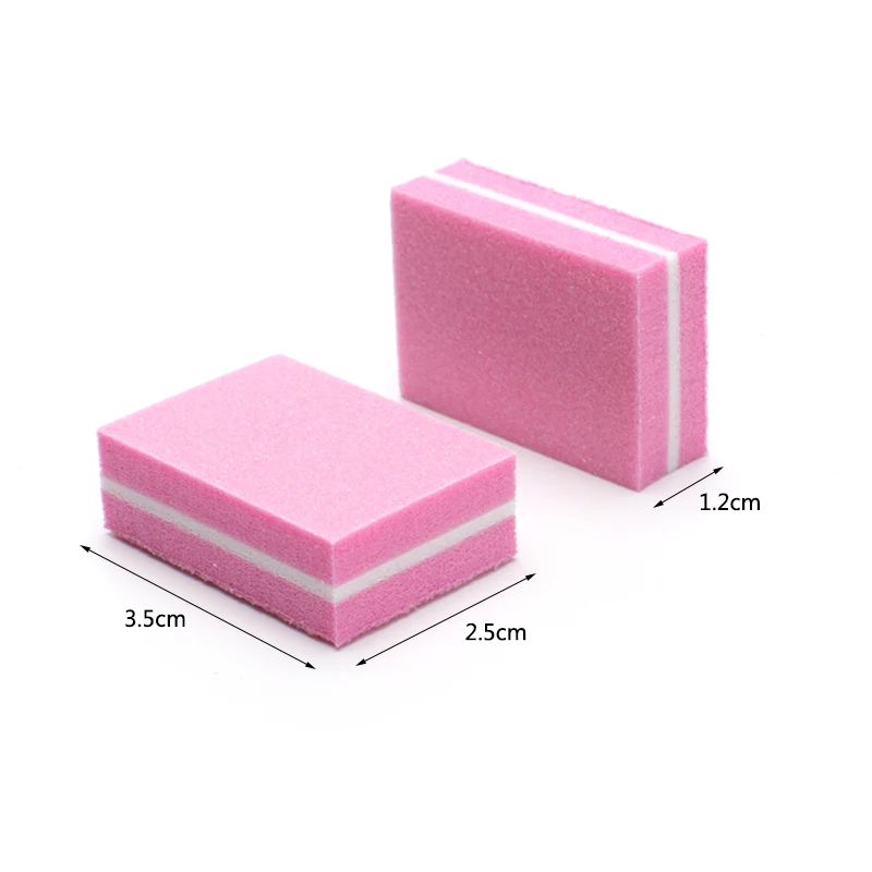 100Pcs Mini Nail File Nail Buffer Blocks Pink Sponge Nail Polishing Sanding Buffer Portable Small Files Sandpaper Manicure Tools