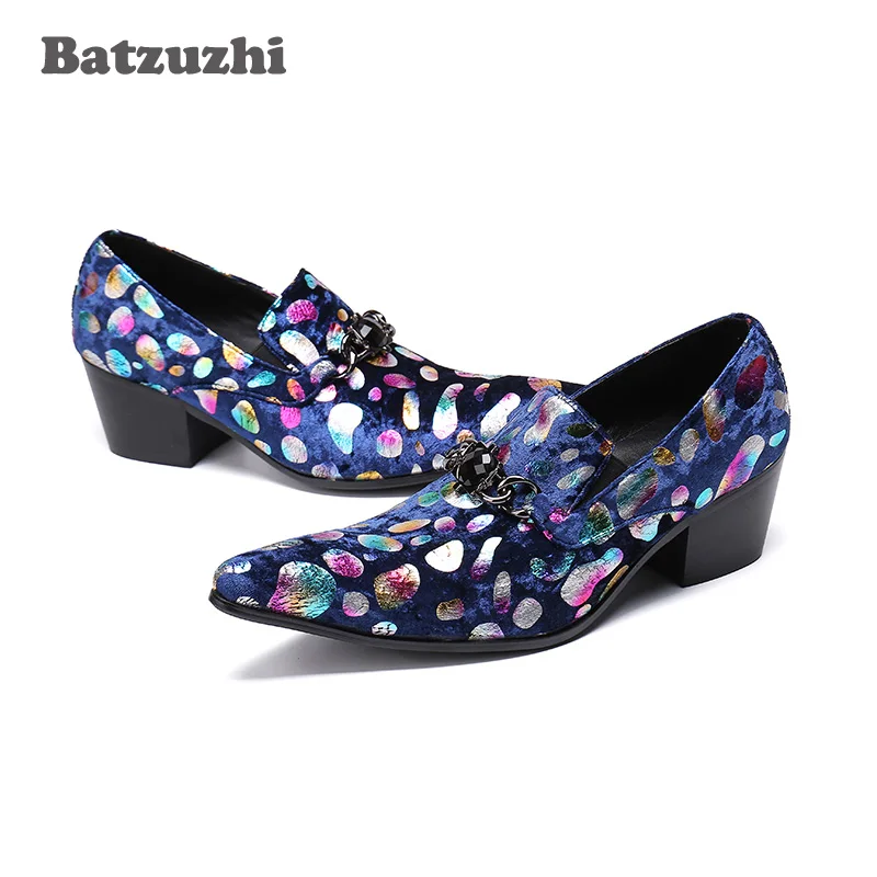 

Batzuzhi 6.5cm High Heels Brand Luxury Mens Shoes Men Leather Shoes Pointed Toe Handmade Party and Wedding Men Shoes, Big US12