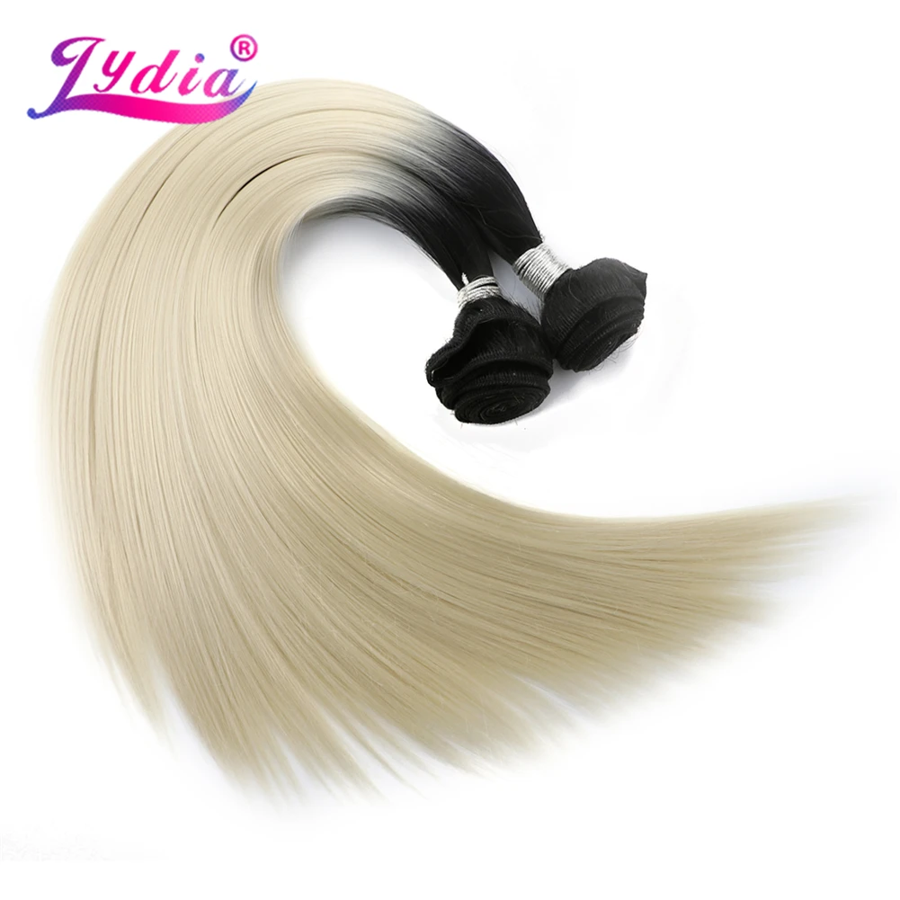 Lydia For Women Synthetic Straight 18-24 Inch Weaving Ombre Colored Weft 1PCS/Lot Hair Extensions Bundles