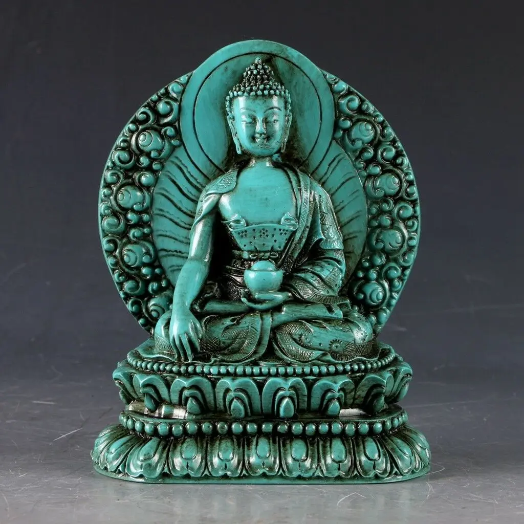 

Chinese Antiques Turquoise Hand Carved Shakya Muni Buddha Statue