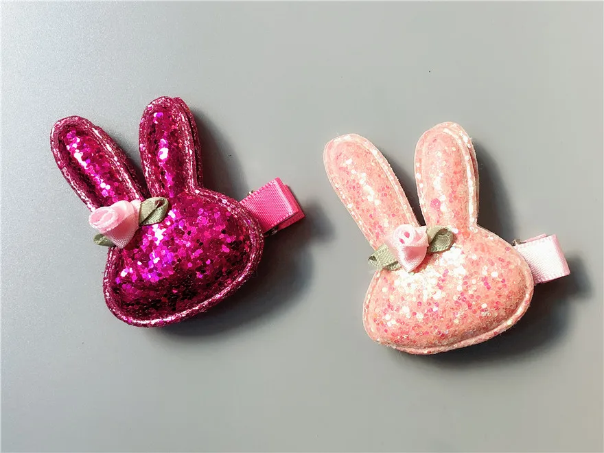 ขายส่ง 10 ชุดแฟชั่นน่ารัก Glitter กระต่ายดอกไม้ Hairpins Solid Bunny Star คลิปผมเจ้าหญิงอุปกรณ์เสริมผม