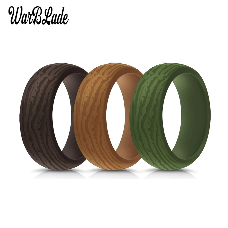 WarBLade 8.7 millimetri Uomini Bark Anelli Ipoallergenico Flessibile Del Silicone di Sport Del Silicone Del modello Anelli di Barretta Per Gli