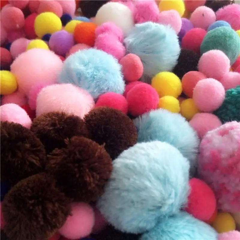 100pcs Random Mix Colorful Pompoms DIY Dolls Garment Handmade Material Soft Fluffy Pom Poms Ball For DIY Kids Toys Accessories