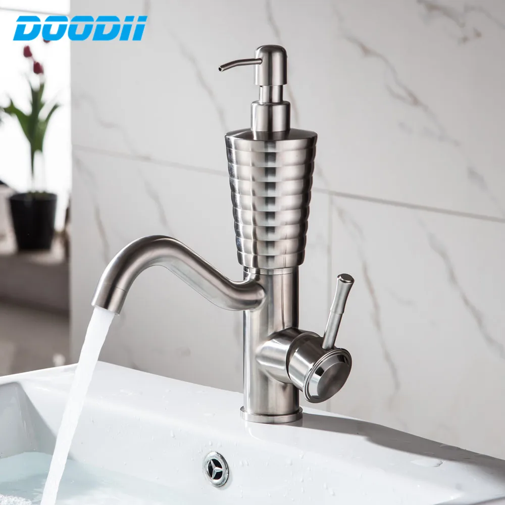 Stainless Steel Water Mixer Tap Basin Sink Faucet Bathroom Basin Faucet Mixer Single Hole Brass faucet Toilet Basin Tap DOODII