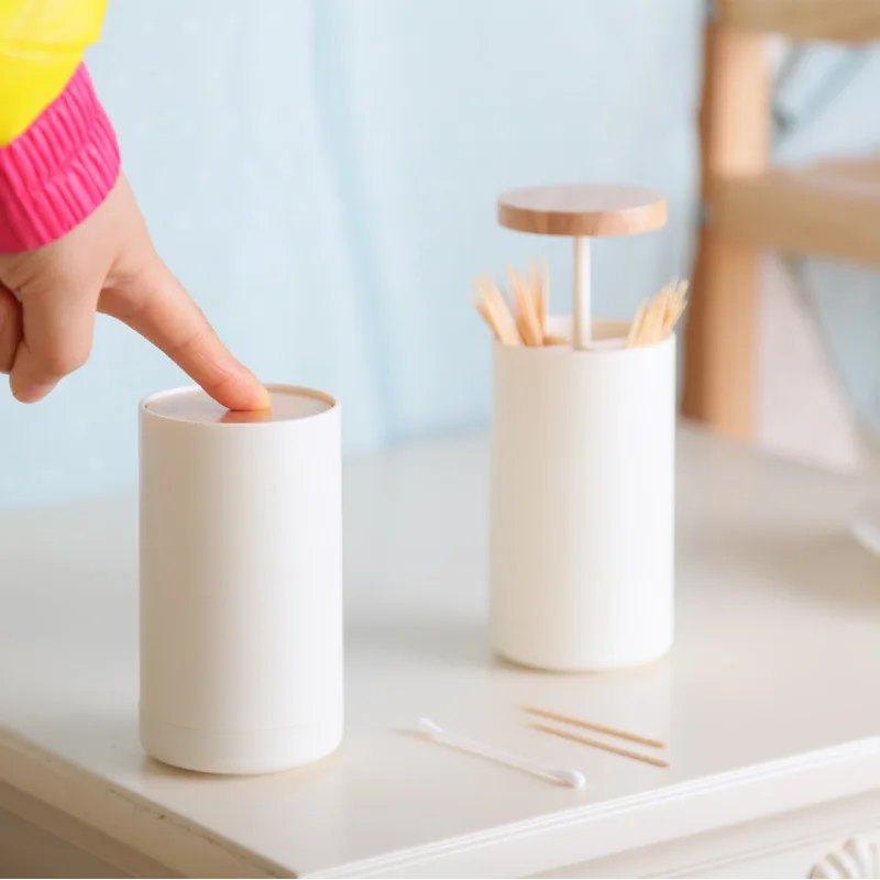 

Creative Fashion Home Hand-pressed Cotton Swab Barrel Simple Tooth Swab Barrel Receiving Box Cotton Swab Storage Box