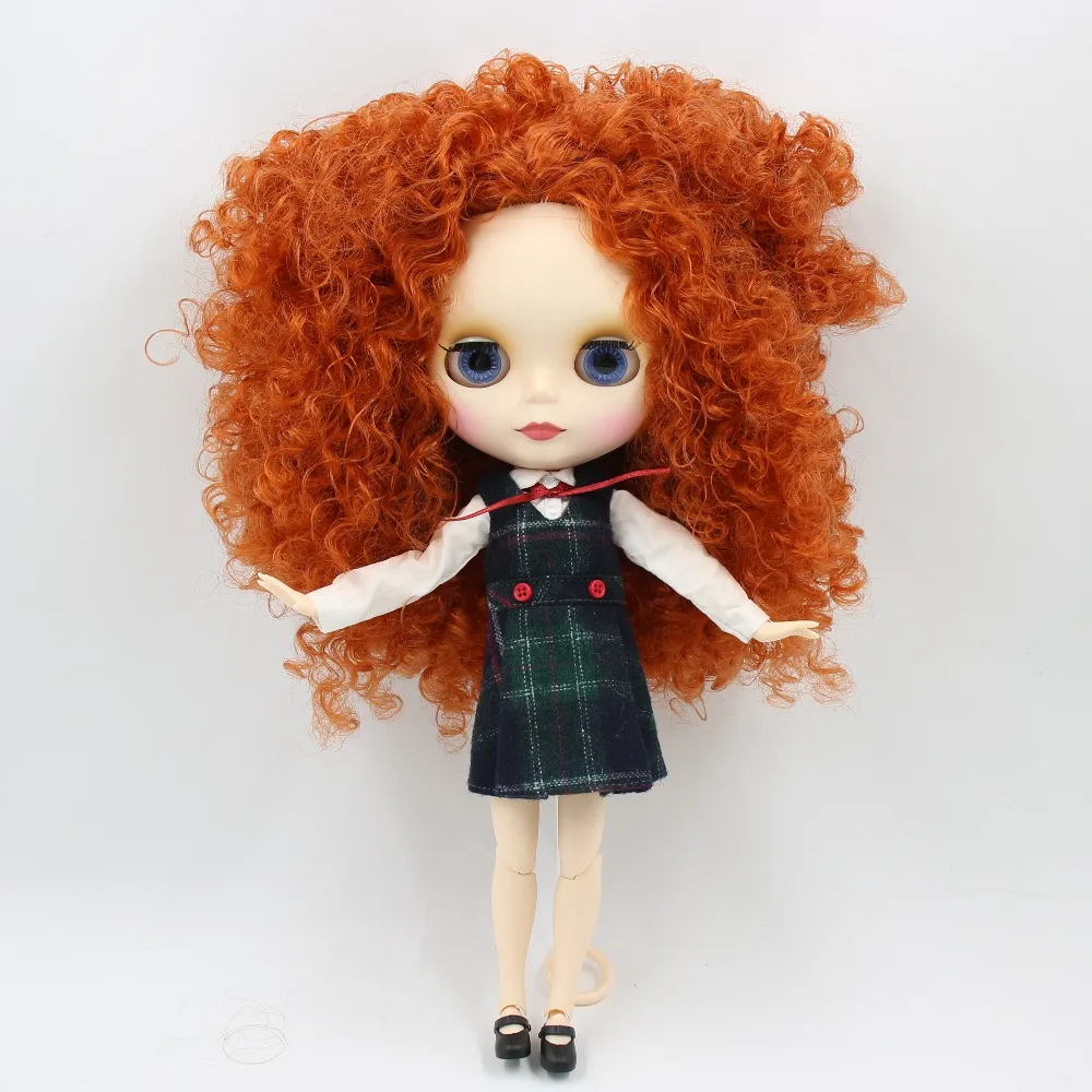 ICY DBS Blyth Doll 30cm bjd toy 1/6 brown hair joint body white skin matte face afro hair nude doll