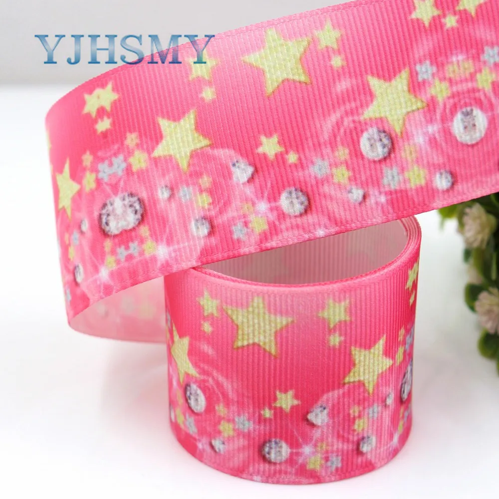 YJHSMY G-18914-1117,10 yards,38 mm Pentagram Ribbons Thermal transfer Printed grosgrain,Gift wrapping DIY Handmade materials