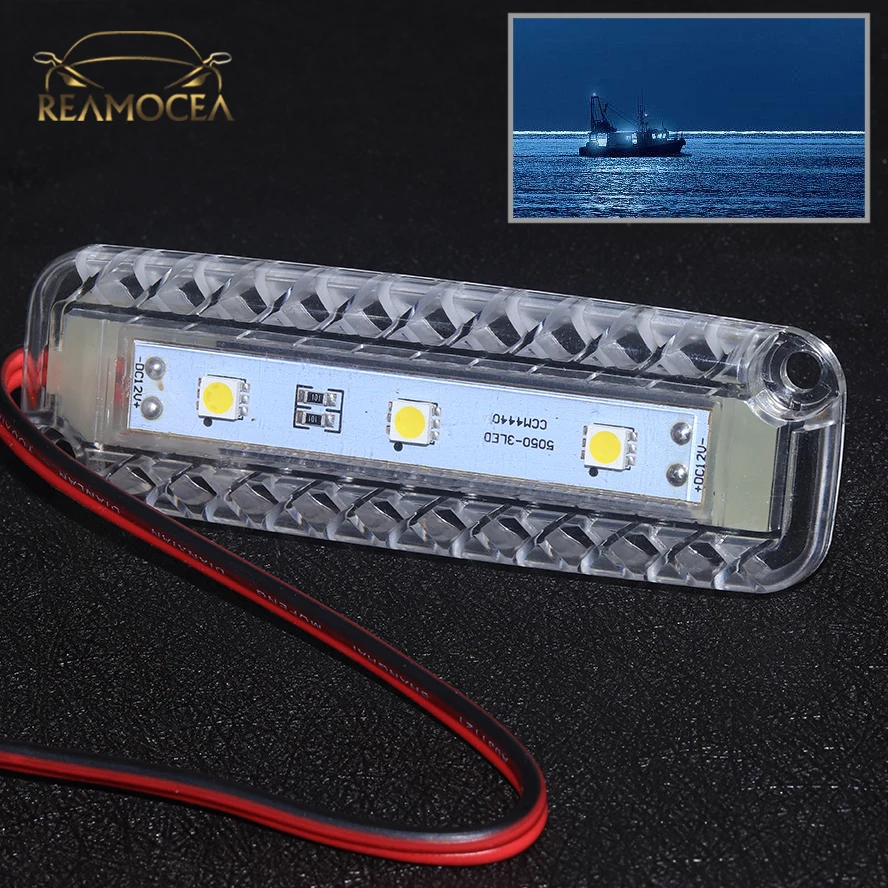 Reamocea 1Pc 12V Bright White Light ABS Night Storage Room Water Landscape Light Fishing Lamp for Marine Yacht Sailing Boat