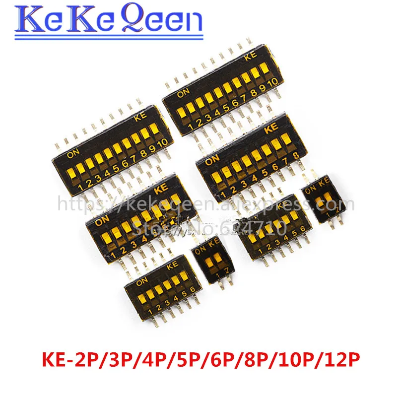 SMD Dial code switch 1.27mm feet pitch coding switch black 1.27 IC type patch thin  KE-2P /3P /4P /5P /6P /8P /10P