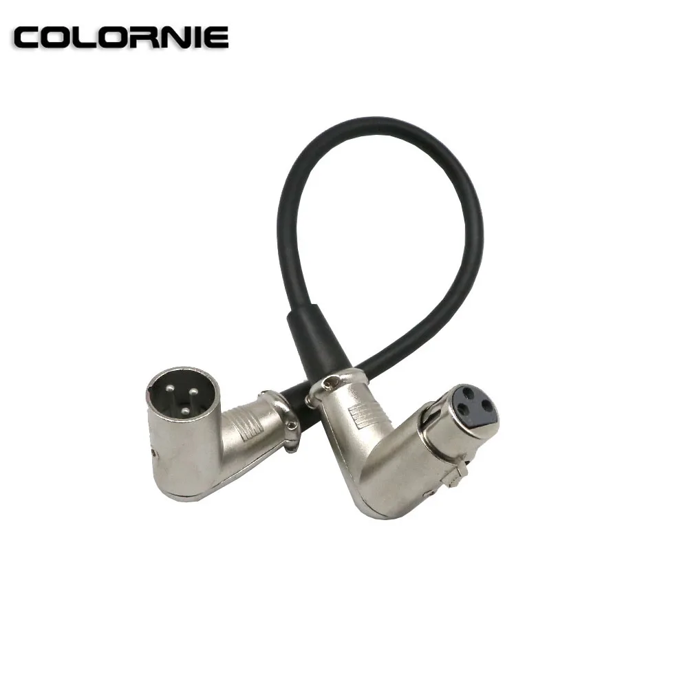 3 PIN XLR Connector Right Angle Male and Female Plug 90 Degree 30cm Cable for stage light effect