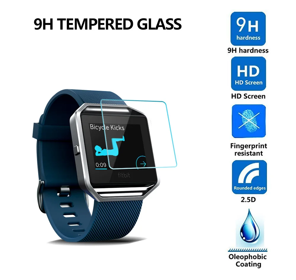 2ชิ้น HOPELF กระจกนิรภัยสำหรับ Fitbit Blaze แก้วป้องกันหน้าจอสำหรับ Fitbit Blaze กระจกนิรภัย