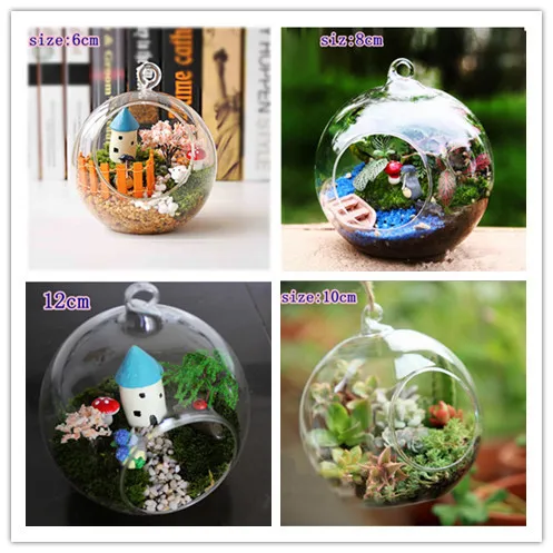 7pcs/lot  hanging round glass plant crystal balls Terrarium Vases for summer beach theme wedding decorations free shipping