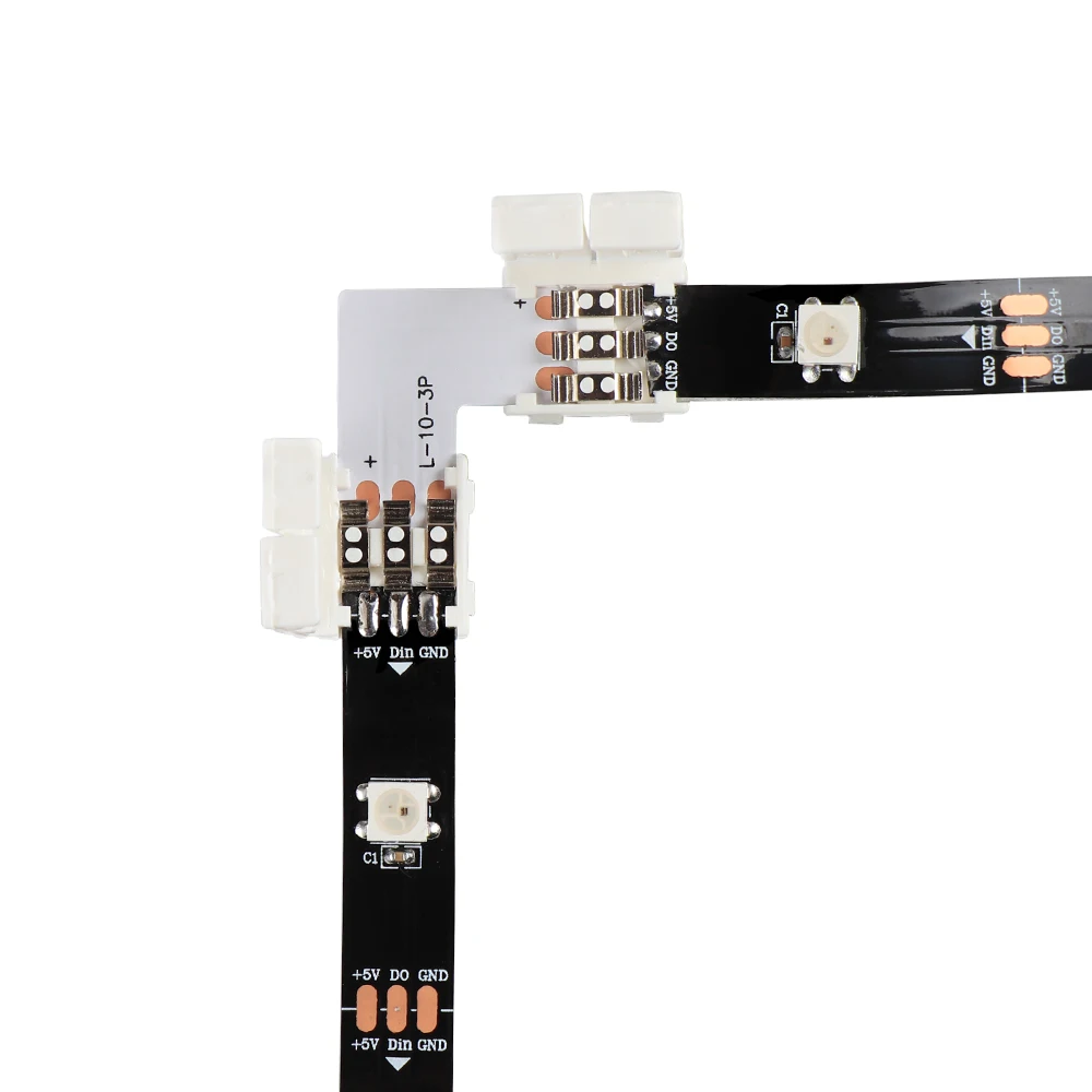 Free Soldering 3PIN WS2812B WS2811 LED Strip Connector For Connecting Corner Right Angle 10MM For ws2811 2812 Strip Light Tape