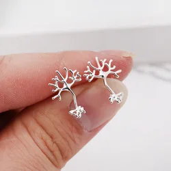 Oly2u Fashion Neuron Earrings for Women Anatomy Neuron Stud Earrings Life Tree Biology gift for men girl