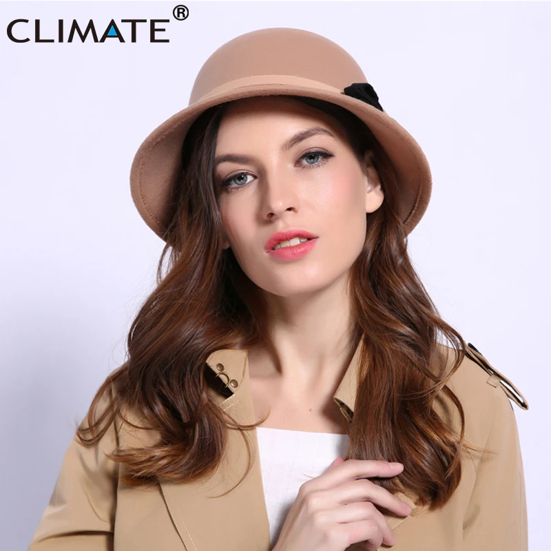 CLIMATE New Women Fedora Hats for Woman Spring Flower Girls Fedoras Cap Fashion Ladies Mom Hats Polyester Woolen Cap Hat