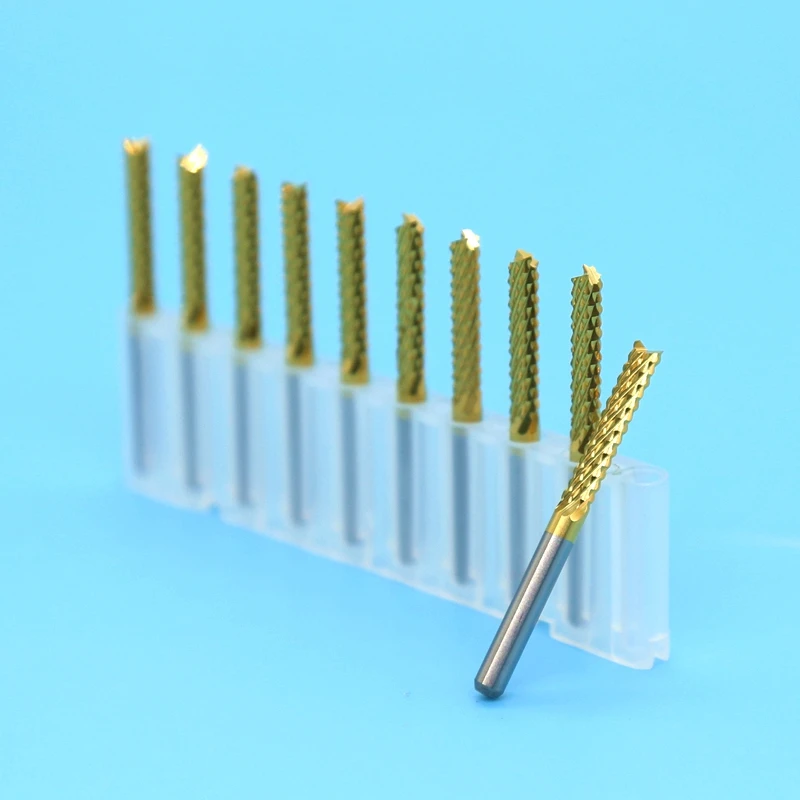 HANGXIN  3.175mm Tungsten carbide Corn Cutter cutting 10pcs PCB milling bits end mill CNC router bits for Engraving machine