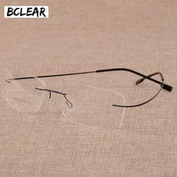 BCLEAR Men's Business Eyelasses Frame Titanium Alloy Memory Frame Glasses Frameless Spectacle Frame 808
