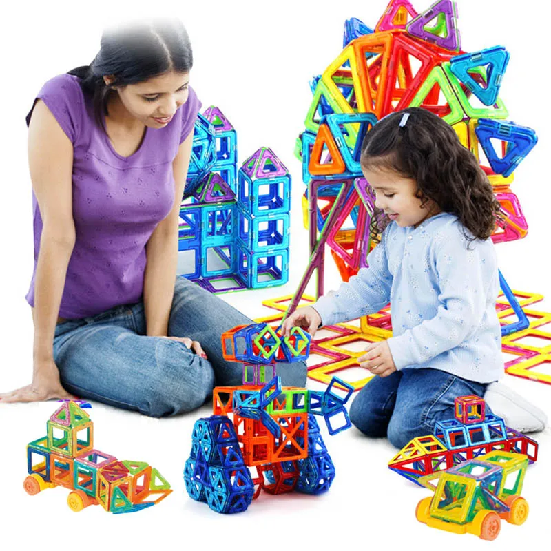 215pcs-110pcs Magnetic Designer Building Blocks Toys Magnetic Tiles Block Toy Kids Educational Construction Stacking For Toddler