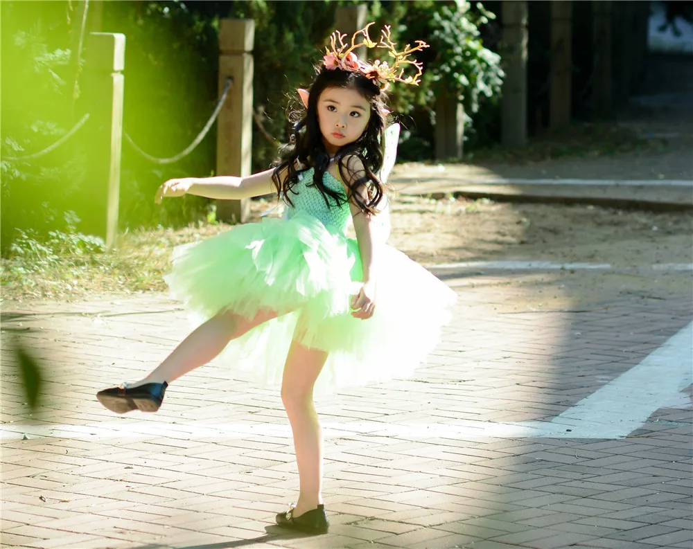 POSH DREAM Thinkerbell Children Girls Cosplay Dress for Party Light Green Fairy Costume for Children New Girls Halloween Dress