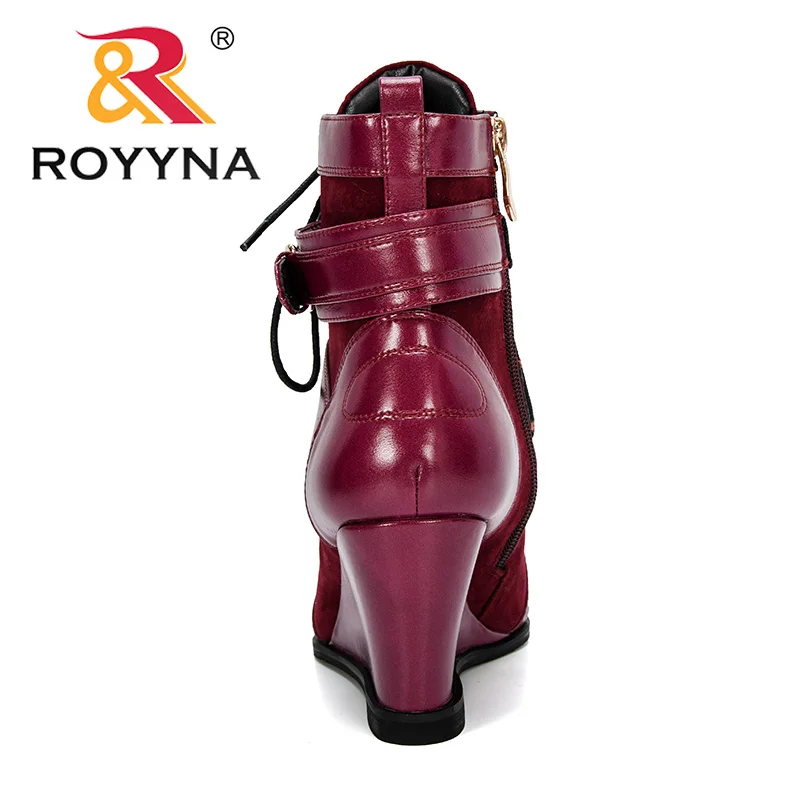 ROYYNA New Designer Popular Winter Women Boots Round Toe Booties High Heel Buckle Strap Autumn Shoes Woman Trendy