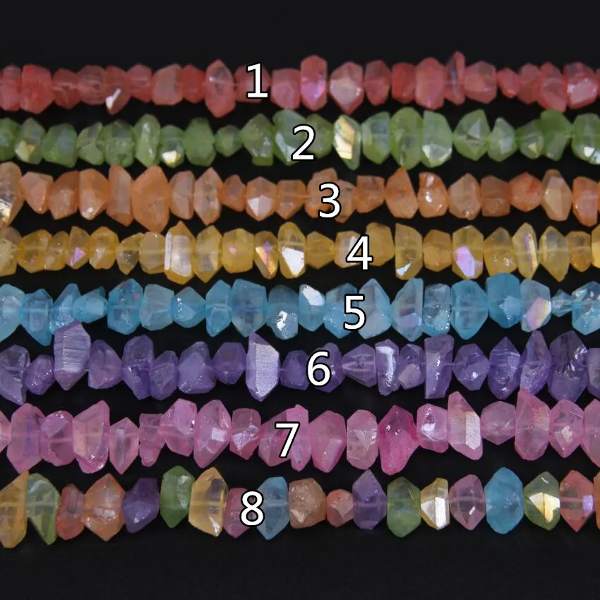 More color choice,Mystic Titanium Quartz Faceted Nugget Beads DIY Bracelet,Center Drilled Rough Raw Crystals Double Stick Points