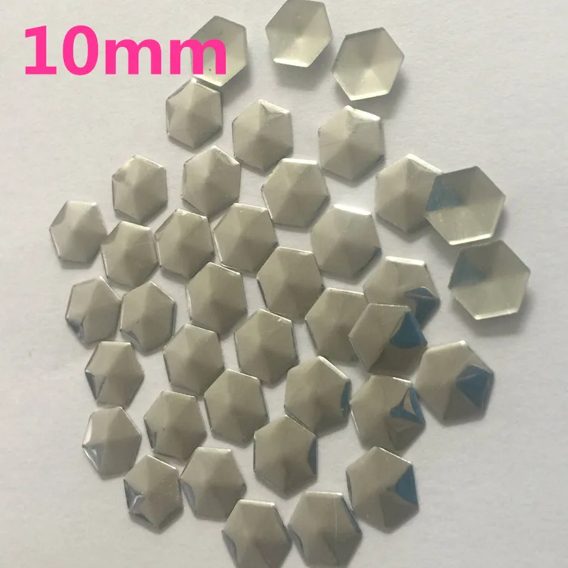 500pc 10mm Silver Hexagonal/Football Shape Hot Fix Studs Flat Back Iron on Rhinestuds Heat Transfer DIY For Garments Accessories