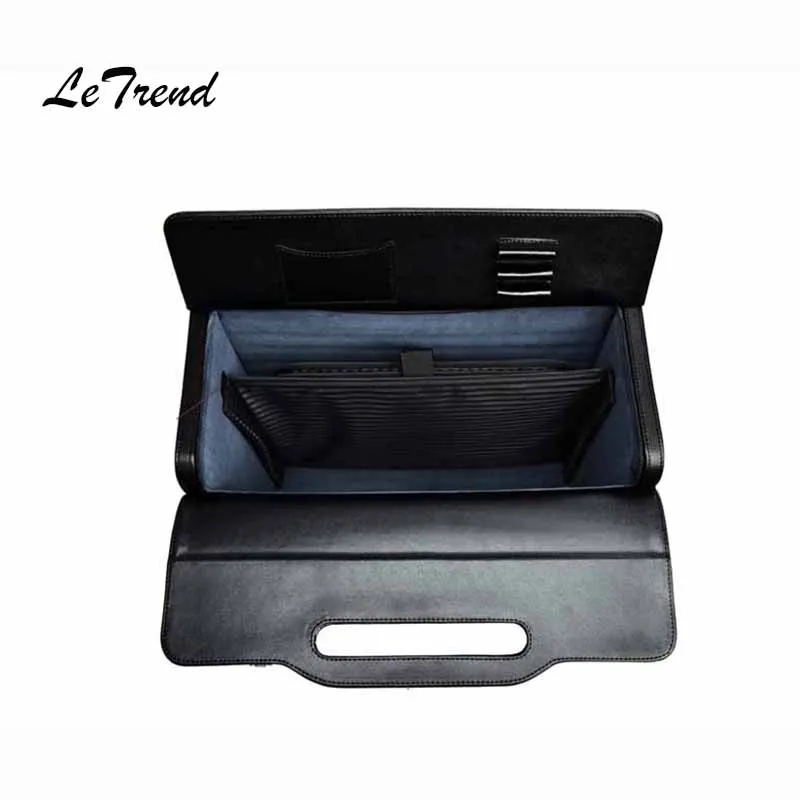 Letrend Cow Genuine Leather Rolling Luggage Pilots/captains dedicated flight Trolley Cabin Suitcases Wheels Laptop Travel Bag