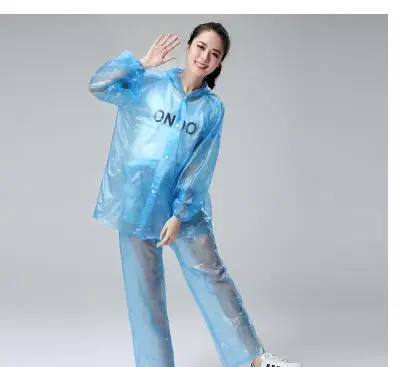 Fashion transparent raincoat suits plastic adult waterproof Split clothing outdoor