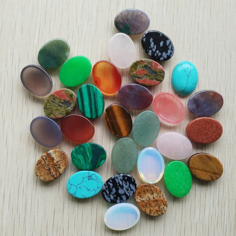 wholesale 30pcs/lot 15x20mm Fashion good quality natural stone mixed Oval CAB CABOCHON beads for jewelry making   free shipping