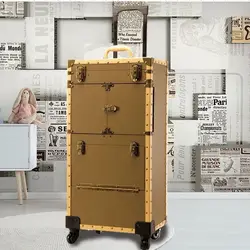 Women large capacity Trolley Cosmetic case Rolling Luggage bag,Stylist Retro Beauty Tattoo Trolley Suitcase,Nails Makeup Toolbox