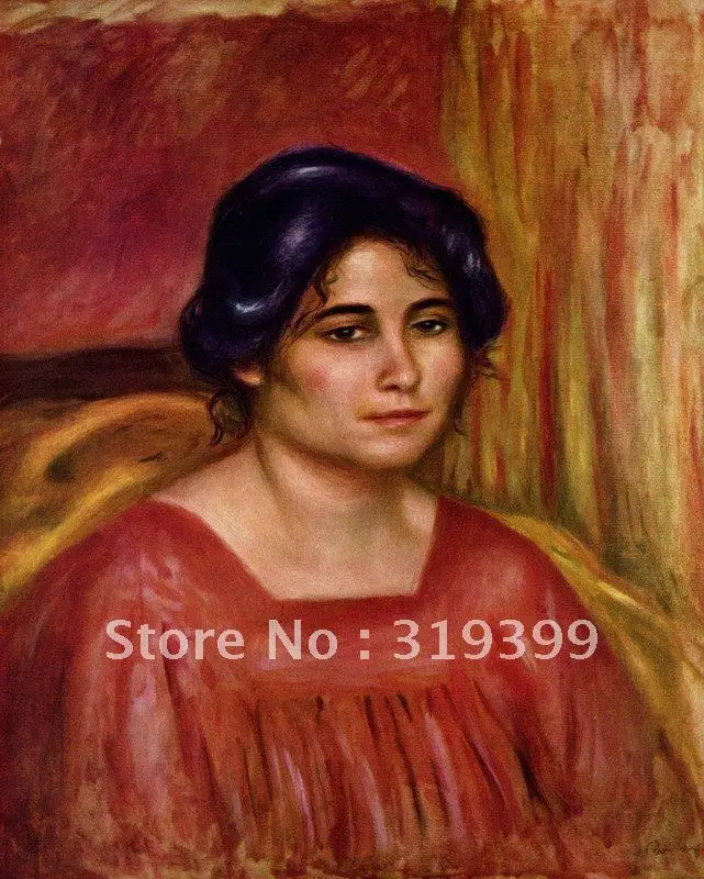 

Oil Painting Reproduction on linen canvas,gabrielle in a red blouse By Pierre auguste renoir,Free FeDex Shipping,100% handmade